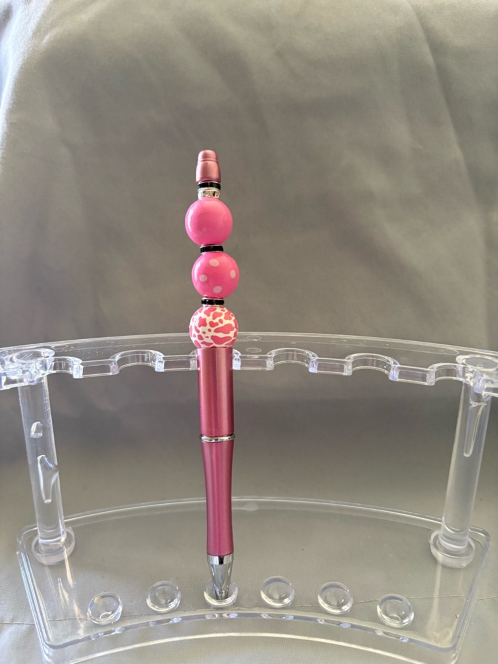 Pink Beaded Ballpoint Pen with Stylus - Home Office Stationery